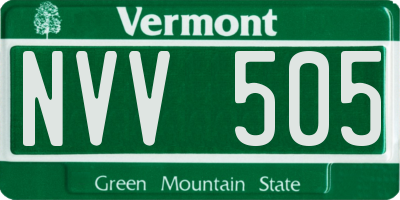 VT license plate NVV505