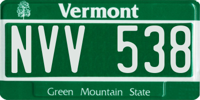 VT license plate NVV538