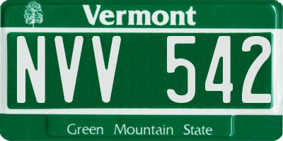VT license plate NVV542