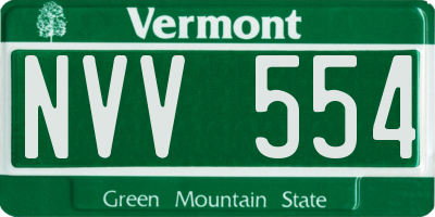 VT license plate NVV554