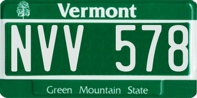 VT license plate NVV578
