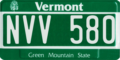 VT license plate NVV580