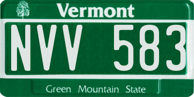 VT license plate NVV583