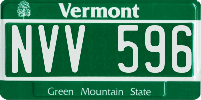 VT license plate NVV596