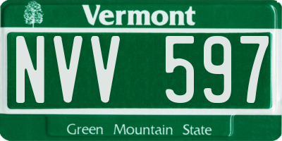 VT license plate NVV597