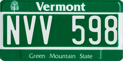 VT license plate NVV598