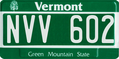 VT license plate NVV602