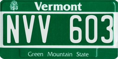 VT license plate NVV603