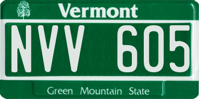 VT license plate NVV605