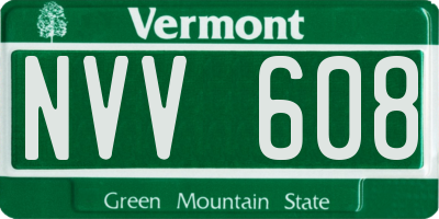 VT license plate NVV608