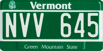 VT license plate NVV645