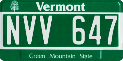 VT license plate NVV647