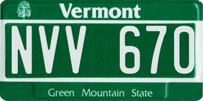 VT license plate NVV670