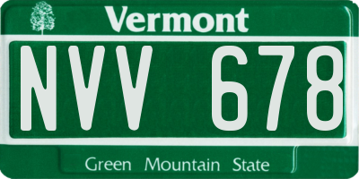 VT license plate NVV678