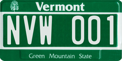 VT license plate NVW001