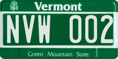 VT license plate NVW002