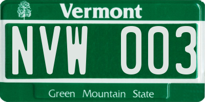 VT license plate NVW003