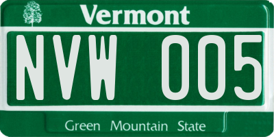 VT license plate NVW005