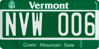 VT license plate NVW006
