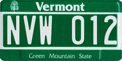 VT license plate NVW012