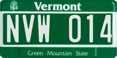 VT license plate NVW014