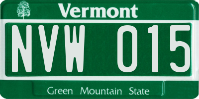 VT license plate NVW015