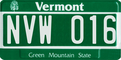 VT license plate NVW016
