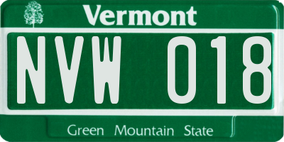 VT license plate NVW018
