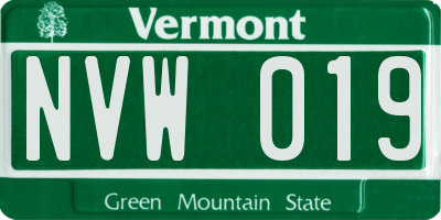 VT license plate NVW019