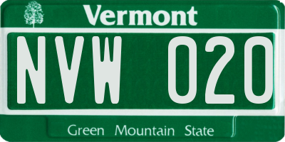 VT license plate NVW020
