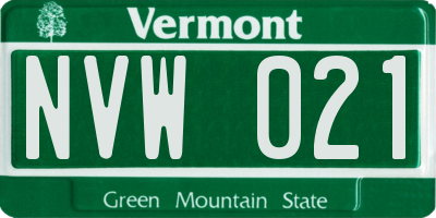 VT license plate NVW021