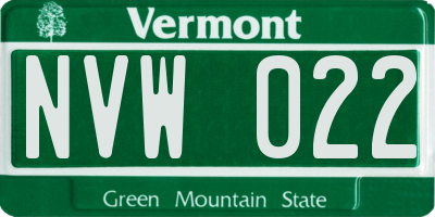 VT license plate NVW022