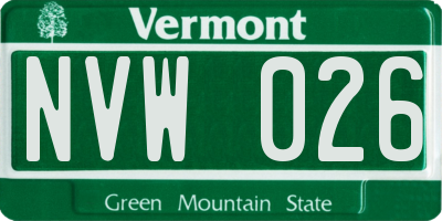 VT license plate NVW026