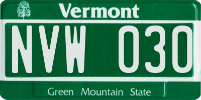 VT license plate NVW030