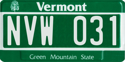 VT license plate NVW031