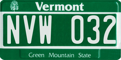 VT license plate NVW032