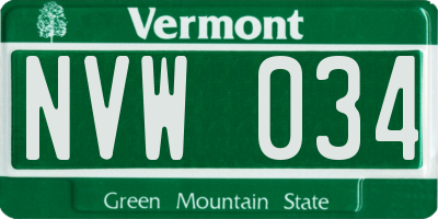 VT license plate NVW034