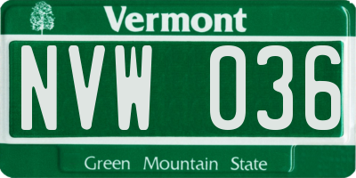 VT license plate NVW036