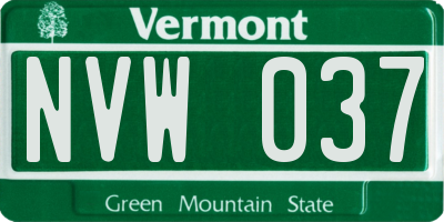 VT license plate NVW037