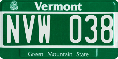 VT license plate NVW038