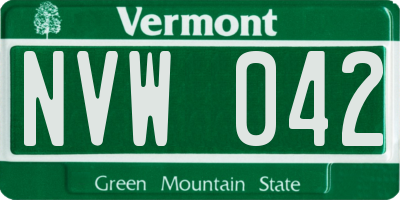 VT license plate NVW042