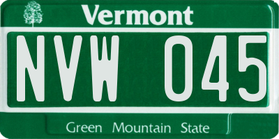 VT license plate NVW045