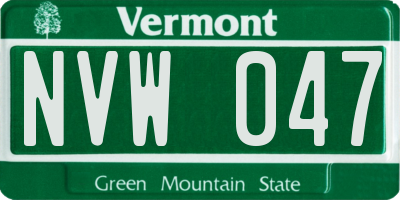 VT license plate NVW047
