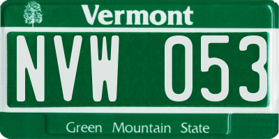 VT license plate NVW053
