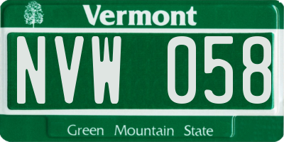 VT license plate NVW058