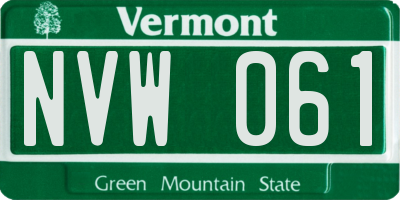 VT license plate NVW061