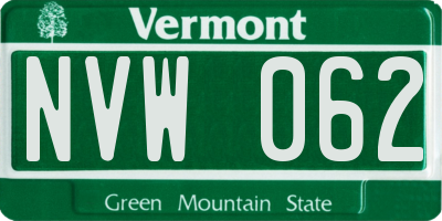 VT license plate NVW062