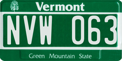 VT license plate NVW063