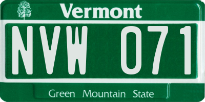VT license plate NVW071
