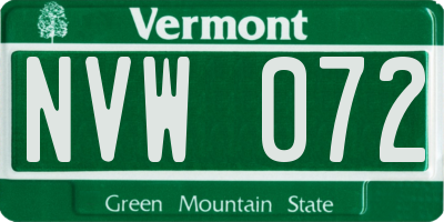 VT license plate NVW072